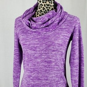 Purple Cowl Neck Pullover XS Fleece Soft Sweater
